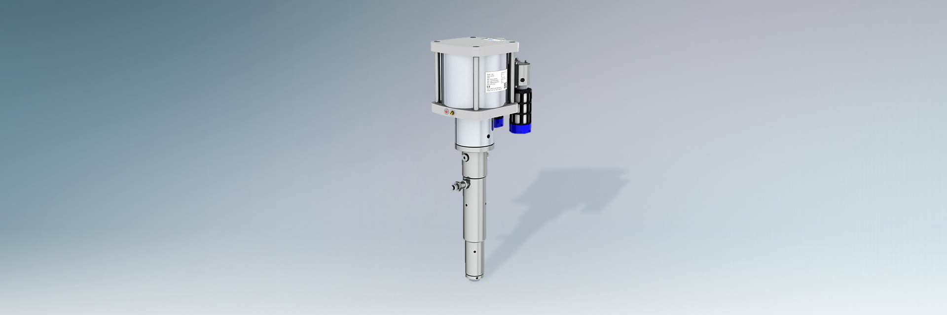Air operated vertical piston pump for medium and high pressure applications.